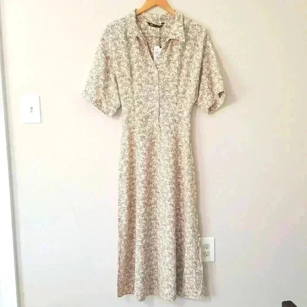 Zara Elbow Sleeve Printed Dress - Picture 3 of 10